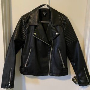 Topshop Moto-Style Faux Leather Jacket - Size 10